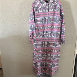 Patterned Pink and Gray Women's Dress